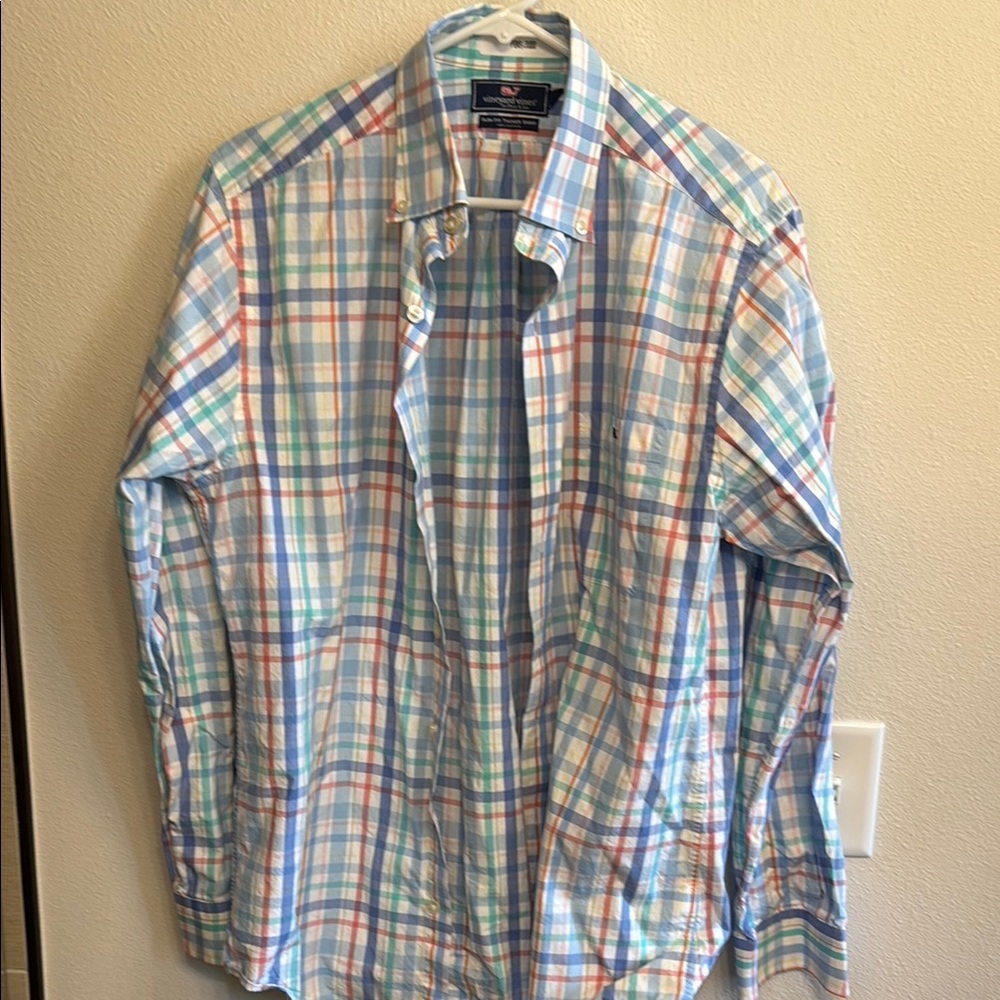 Vineyard Vines Blue and Red Plaid Button Down Shirt